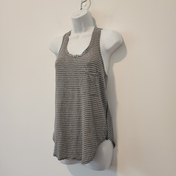 Lululemon Yogi RacerbackPine Stripe Heathered Inkwell Heathered Mojave Tan Sz 8 - Picture 6 of 13